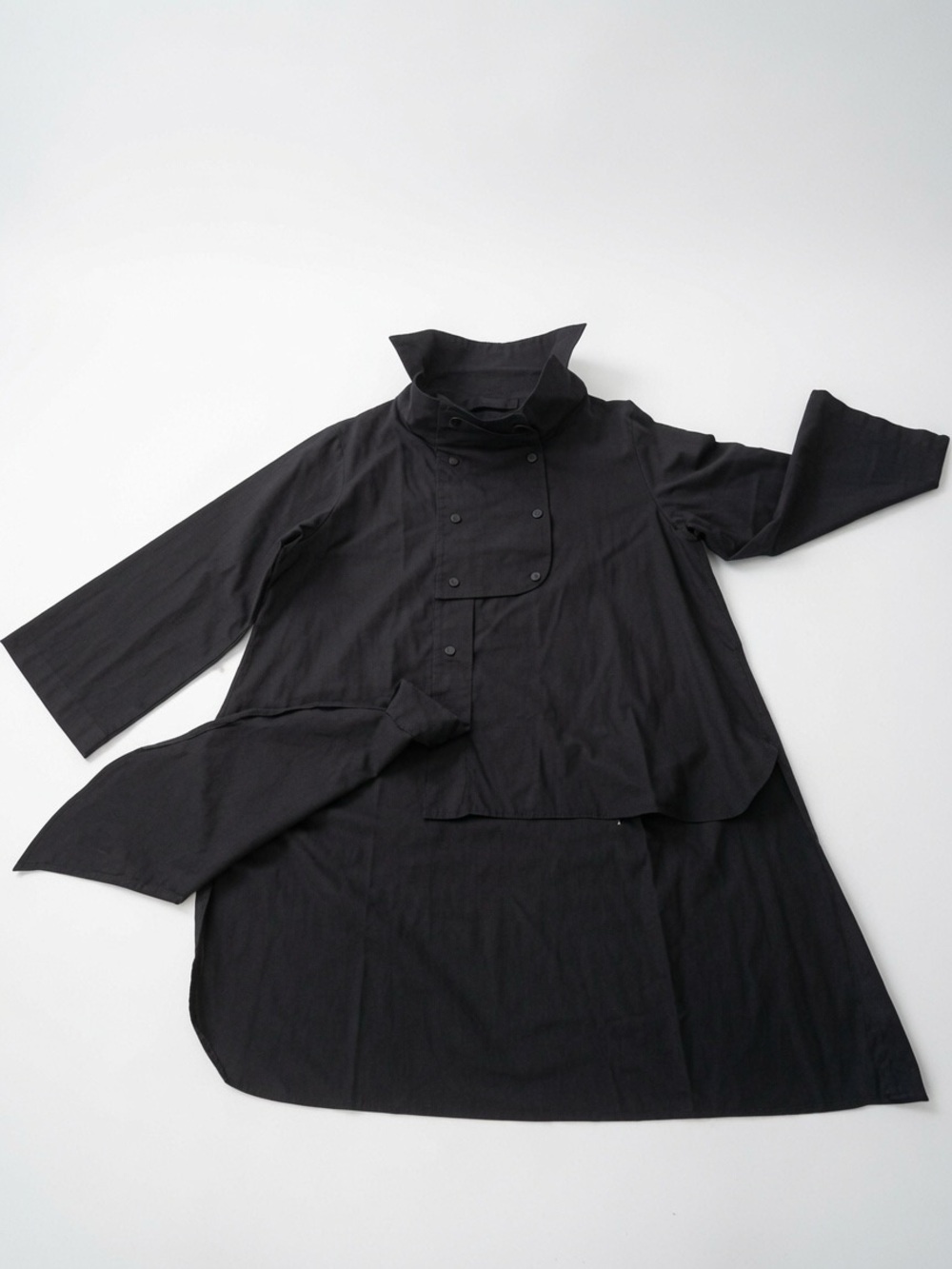 MiiN Avant-Garde Asymmetric Black High-Collar Long Tunic